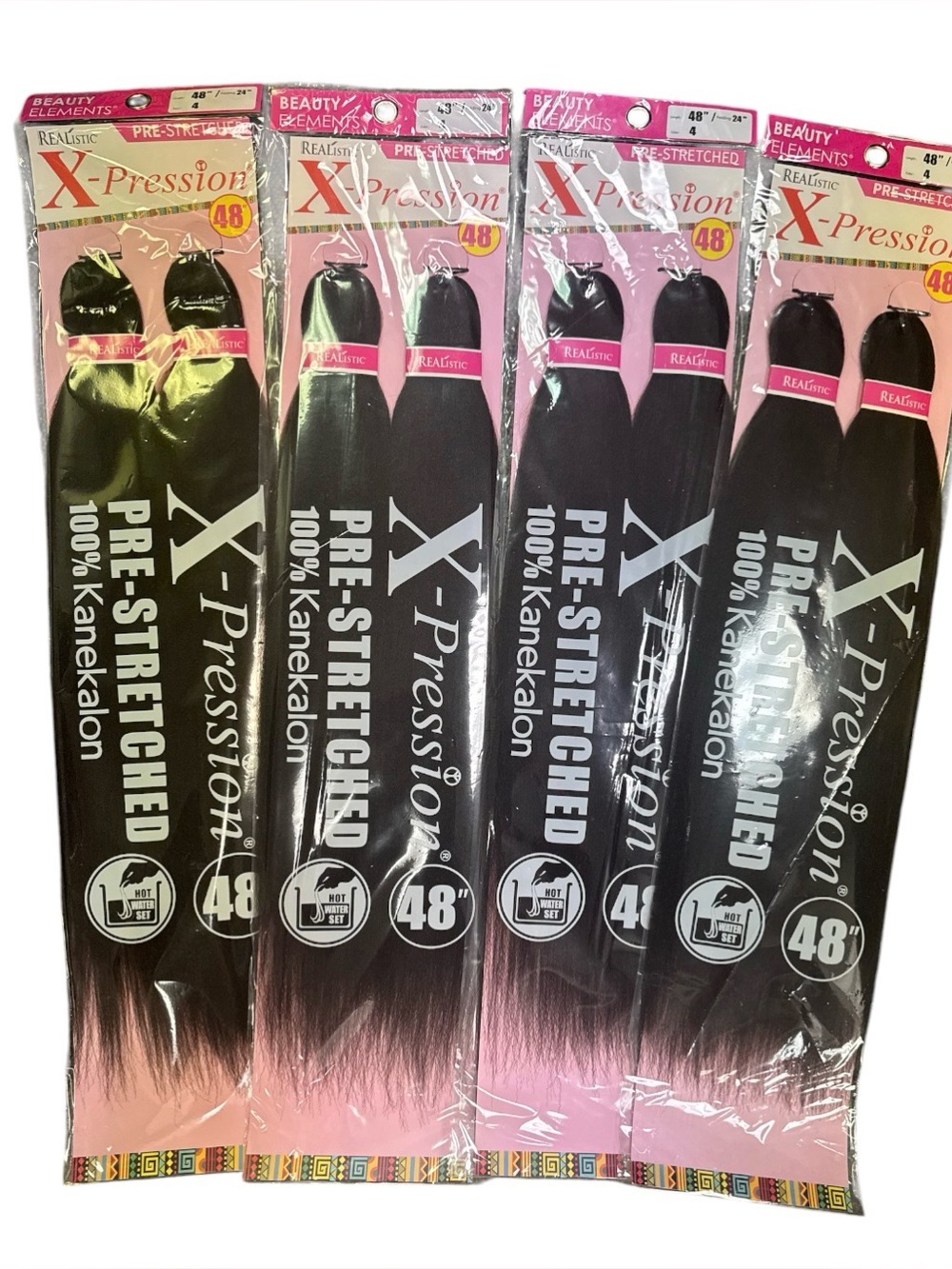 4 packs of Xpression pre-stretched 48" kanealon hair extensions #extensions #hai